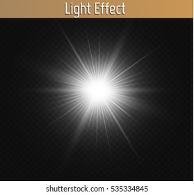Glow light effect. Star burst with sparkles.