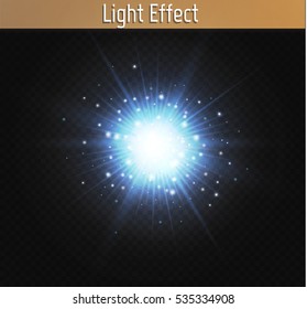 Glow light effect. Star burst with sparkles.
