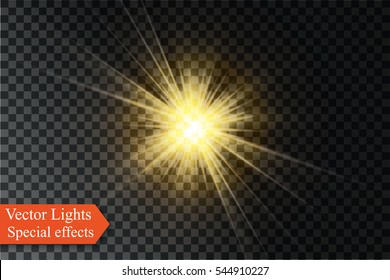 Glow light effect. Star burst with sparkles.Sun.