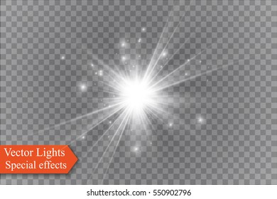 Glow light effect. Star burst with sparkles.Sun.