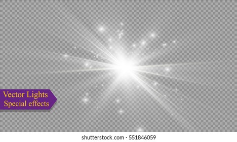 Glow light effect. Star burst with sparkles. 