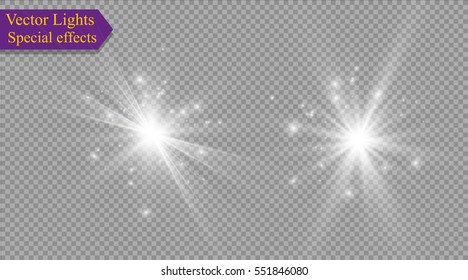 Glow light effect. Star burst with sparkles. 
