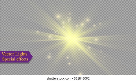 Glow light effect. Star burst with sparkles. 
