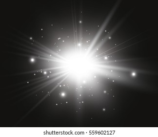 Glow light effect. Star burst with sparkles.Sun.