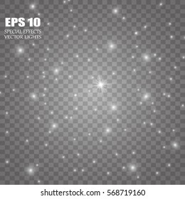 Efecto luminoso. Estrella estalló de chispas. Ilustración del vector