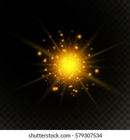 Glow light effect. Star burst with sparkles.Sun.