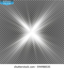 Glow light effect. Star burst with sparkles. Vector illustration. Sun
