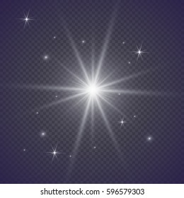 Glow light effect. Star burst with sparkles. Vector illustration