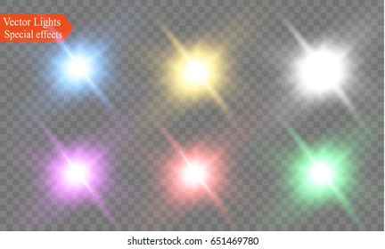 Glow light effect. Star burst with sparkles.Sun.