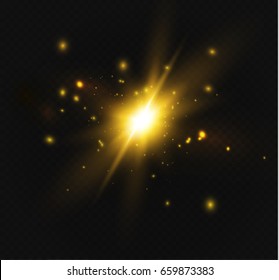 Glow light effect. Star burst with sparkles.Sun.