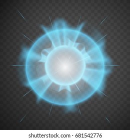 Glow light effect. Star burst with sparkles. Blue light effect. Transparent Light Effects - stock vector. Vector illustration template