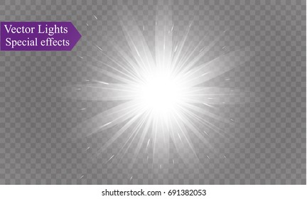 Glow light effect. Star burst with sparkles.Sun.