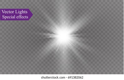 Glow light effect. Star burst with sparkles.Sun.