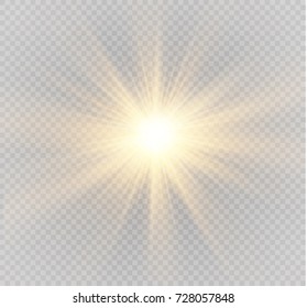 Glow light effect. Star burst with sparkles. Vector illustration.On a transparent background