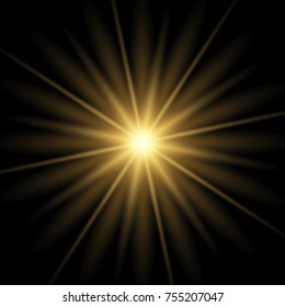 Glow light effect. Star burst with sparkles.Sun.