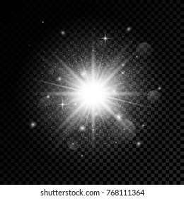 Glow light effect. Star burst with sparkles. Vector illustration isolated on transparent background