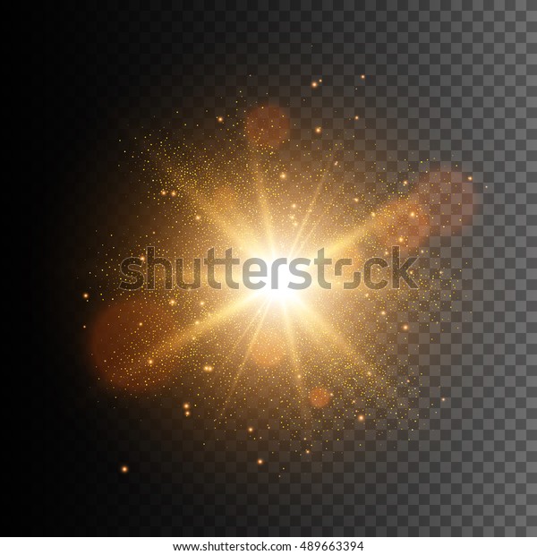 グローライトエフェクト 星がきらめく 金色に輝く光 のベクター画像素材 ロイヤリティフリー