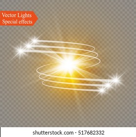 Glow light effect. Star burst.Sun.Abstract vector magic glow star light effect with neon blur curved lines. Sparkling star trail with bokeh.