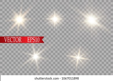 Glow light effect. Starburst with sparkles on transparent background. Vector illustration. Sun.EPS 10