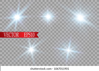 Glow light effect. Starburst with sparkles on transparent background. Vector illustration. Sun.EPS 10