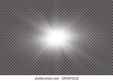 Glow light effect. Starburst with sparkles on transparent background. Vector illustration. Sun