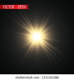 
Glow light effect. Starburst with sparkles on transparent background. Vector illustration. Sun