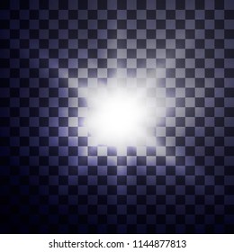 Glow light effect. Starburst with sparkles on transparent background. Vector illustration. Sun