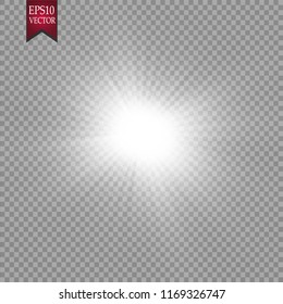 Glow light effect. Starburst with sparkles.