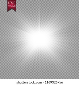 Glow light effect. Starburst with sparkles.