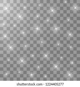 Glow light effect. Starburst with sparkles on transparent background. Vector illustration.