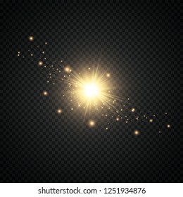 Glow light effect. Starburst with sparkles on transparent background. Vector illustration. Sun