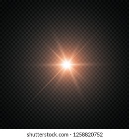 Glow light effect. Starburst with sparkles on transparent background. Vector illustration. Sun