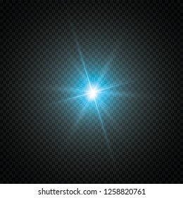 Glow light effect. Starburst with sparkles on transparent background. Vector illustration. Sun