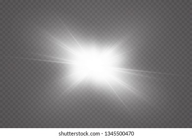 Glow light effect. Starburst with sparkles on transparent background. Vector illustration. Sun
