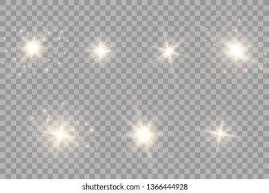 Glow light effect. Starburst with sparkles on transparent background. Vector illustration. Sun.EPS 10