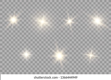 Glow light effect. Starburst with sparkles on transparent background. Vector illustration. Sun.EPS 10