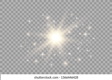 Glow light effect. Starburst with sparkles on transparent background. Vector illustration. Sun.EPS 10