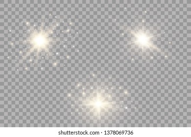 Glow light effect. Starburst with sparkles on transparent background. Vector illustration. Sun.EPS 10
