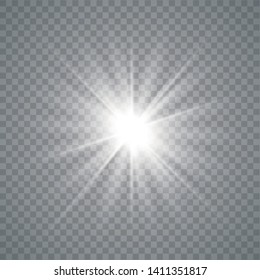 Glow light effect. Starburst with sparkles on transparent background. The star flashed sparks. Vector illustration EPS10.