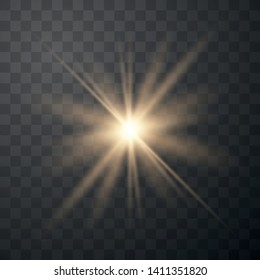 Glow light effect. Starburst with sparkles on transparent background. The star flashed sparks. Vector illustration EPS10.