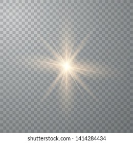 Glow light effect. Starburst with sparkles on transparent background. The star flashed sparks. Vector illustration EPS10.