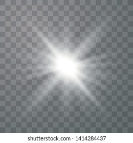 Glow light effect. Starburst with sparkles on transparent background. The star flashed sparks. Vector illustration EPS10.