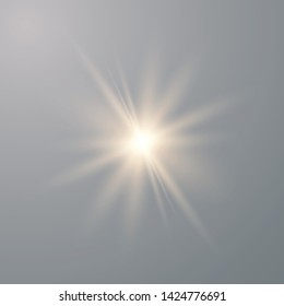 Glow light effect. Starburst with sparkles on transparent background. The star flashed sparks. Vector illustration EPS10.