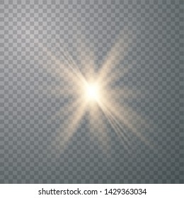 Glow light effect. Starburst with sparkles on transparent background. The star flashed sparks. Vector illustration EPS10.