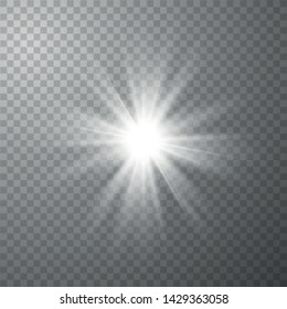 Glow light effect. Starburst with sparkles on transparent background. The star flashed sparks. Vector illustration EPS10.