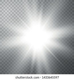 Glow light effect. Starburst with sparkles on transparent background. The star flashed sparks. Vector illustration EPS10.