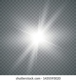 Glow light effect. Starburst with sparkles on transparent background. The star flashed sparks. Vector illustration EPS10.