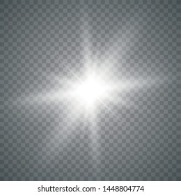 Glow light effect. Starburst with sparkles on transparent background. The star flashed sparks. Vector illustration EPS10.