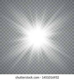 Glow light effect. Starburst with sparkles on transparent background. The star flashed sparks. Vector illustration EPS10.