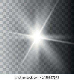 Glow light effect. Starburst with sparkles on transparent background. The star flashed. Sun. Vector illustration EPS10.